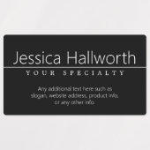 Étiquettes Texte blanc classique simple sur noir étanche (Design 1)