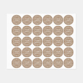 Étiquettes Texte blanc Papier Kraft look tissu rond (Feuille)