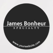 Étiquettes Texte blanc simple et moderne en noir étanche (Design 1)