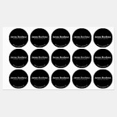 Étiquettes Texte blanc simple et moderne en noir étanche (Feuille)