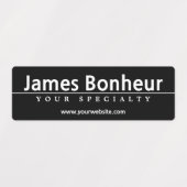 Étiquettes Texte blanc simple et moderne en noir étanche (Design 1)