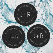 Étiquettes Texte éditable de monogramme pour couples étanche