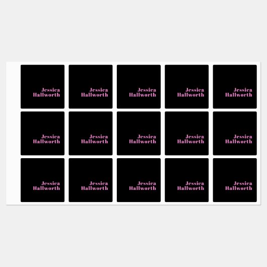 Étiquettes Texte éditable rétro-moderne | Noir et rose (Feuille)