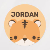 Étiquettes Tigre mignon avec nom personnalisé (Design 2)