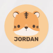 Étiquettes Tigre mignon avec nom personnalisé (Design 2)