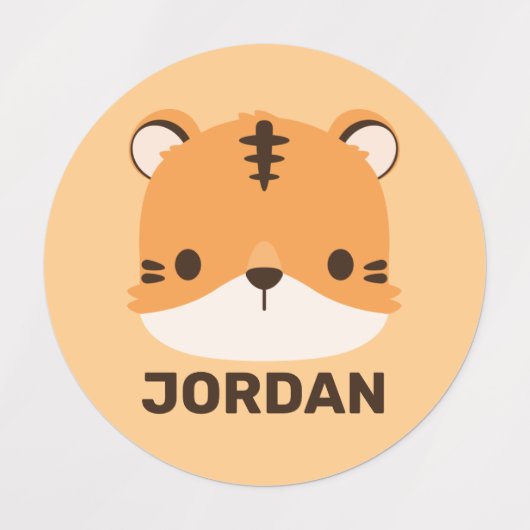 Étiquettes Tigre mignon avec nom personnalisé (Design 1)