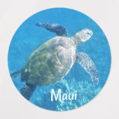 Étiquettes Tortue de mer de Maui (Design 2)