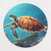 Étiquettes Tortue de mer en aquarelle (Design 2)
