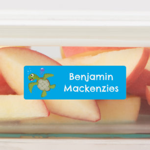 Étiquettes Tortue de mer verte mignonne personnalisée en dess