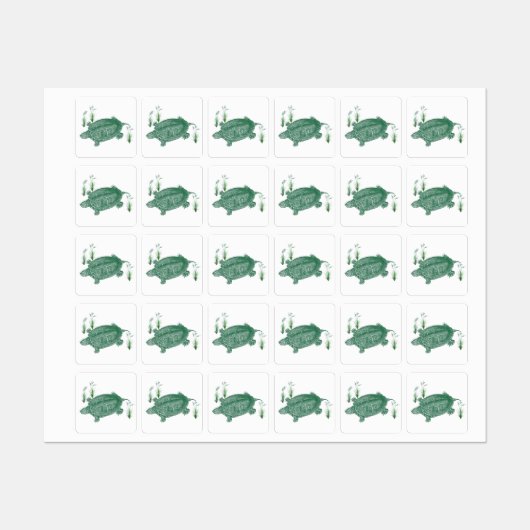 Étiquettes Tortue marine verte (Feuille)