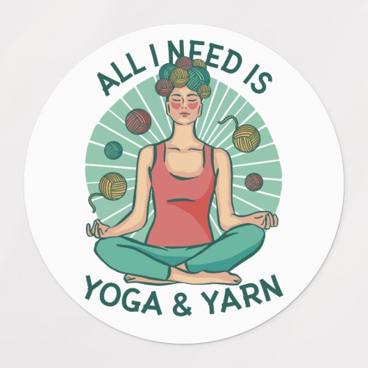 Étiquettes Tout ce dont j'ai besoin est Yoga et Yarne Phrase (Design 2)