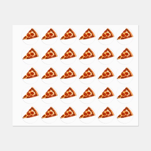 Étiquettes tranche de pizza pepperoni classique de SlipperyJo (Feuille)