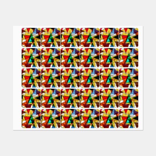 Étiquettes Triangle Coloré Géométrique Moderne (Feuille)