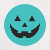 Étiquettes Turquoise Jack-o'-lantern visage citrouille amusan (Design 1)