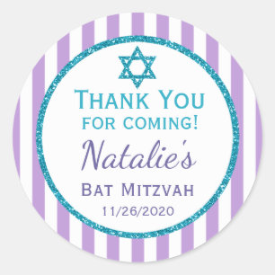 Étiquettes turquoises pourpres de faveur de Merci