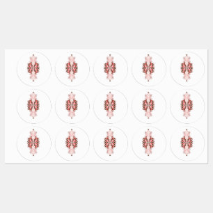Étiquettes Un graphique rouge vif présente un d floral créati