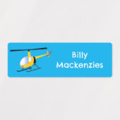 Étiquettes Un joli hélicoptère de dessin animé jaune heureux  (Design 2)