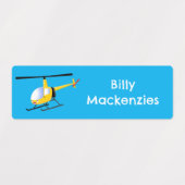 Étiquettes Un joli hélicoptère de dessin animé jaune heureux  (Design 1)