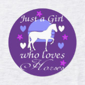 Étiquettes Une fille qui aime les chevaux en rose violet bleu (Design 1)