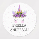 Étiquettes Unicorn Face Variété nom autocollants (Design 2)