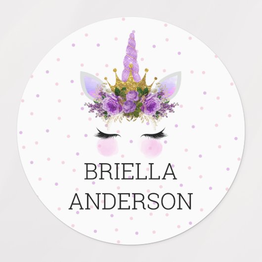 Étiquettes Unicorn Face Variété nom autocollants (Design 2)