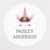 Étiquettes Unicorn Face Variété nom autocollants (Design 1)