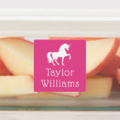 Étiquettes Unicorn rose adhésif imperméable nom enfant (Apposé)