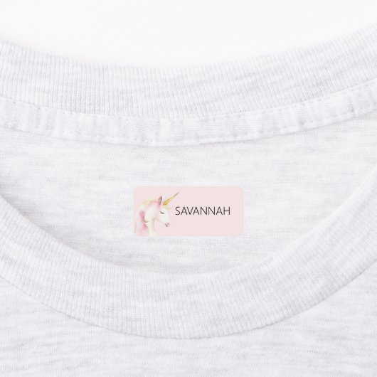 Étiquettes Unicorn rose nom fille (Apposé)