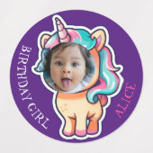 Étiquettes unicorne EDITABLE foto cupcake toppers sticpers (Design 2)