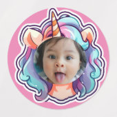 Étiquettes unicorne EDITABLE foto cupcake toppers sticpers (Design 1)