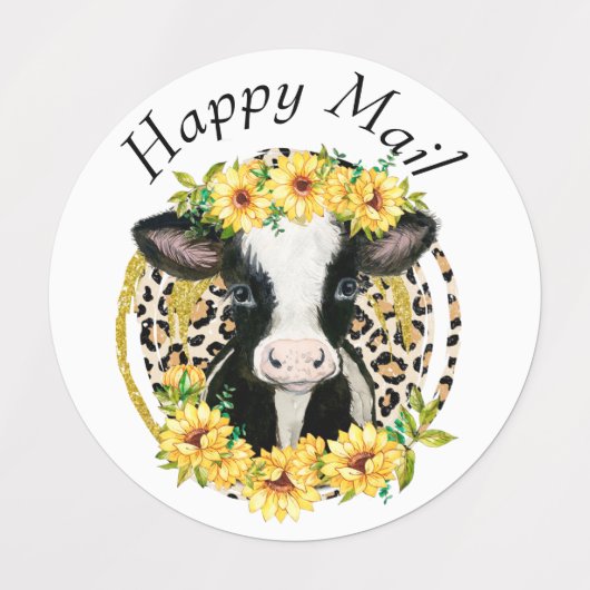Étiquettes Vache de Courrier Joyeux (Design 1)