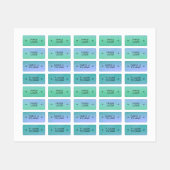 Étiquettes Vert dégradé Bleu Couleur Codé Étoile Nom Vêtement (Feuille)