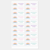 Étiquettes Vêtements de l'école d'arc-en-ciel mignon (Feuille)