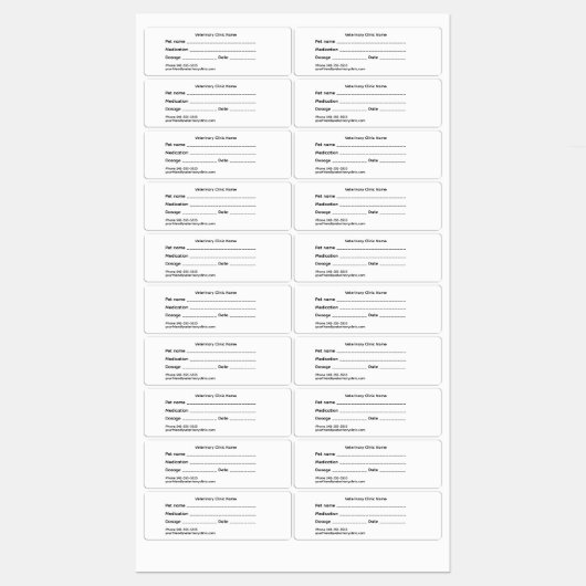 Étiquettes Veterinary Medication Label – Medium & Waterproof (Feuille)