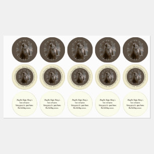 Étiquettes Vierge vintage et enfant avec cadre argenté