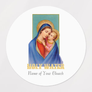 Étiquettes Vierge vintage Marie et Jésus Eau Sainte
