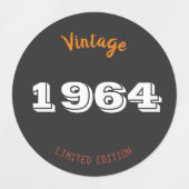 Étiquettes Vintage 1964 édition limitée 60e cadeau d'annivers (Design 2)