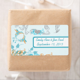 Étiquettes Vintage Colibris Aqua et Corail