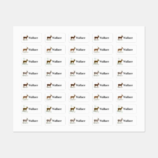 Étiquettes Vintage Deer Avec Votre Nom (Feuille)