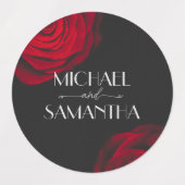 Étiquettes Vintage écarlate rouge rose pétale mariage (Design 1)