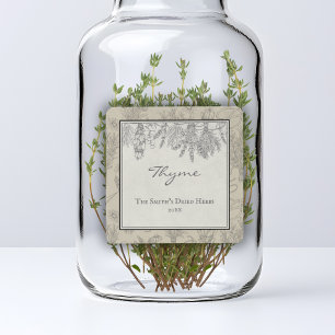 Étiquettes Vintage Herbe séchée Rustique Personnalisée Famill