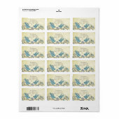 Étiquettes vintages Aqua Birds Hot Pink & Aqua Flo (Feuille entière)