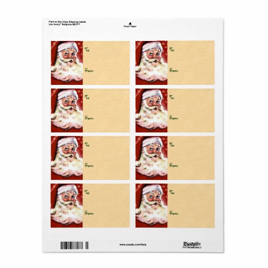 Étiquettes vintages de Noël Père Noël (Feuille entière)