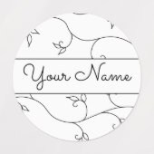 Étiquettes Votre main florale noire et blanche dessinée (Design 1)