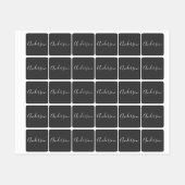 Étiquettes Votre nom | Élégant script blanc sur gris (Feuille)