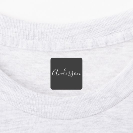 Étiquettes Votre nom | Élégant script blanc sur gris (Apposé)
