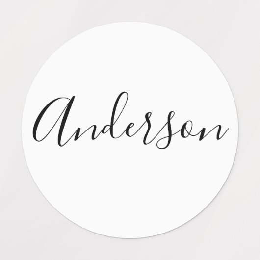 Étiquettes Votre nom | Élégant script noir sur vêtement blanc (Design 1)