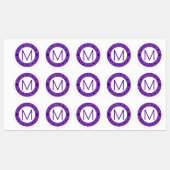 Étiquettes Votre texte circulaire et votre monogramme | Purpl (Feuille)
