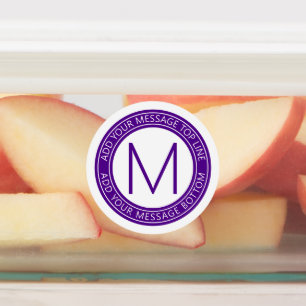 Étiquettes Votre texte circulaire et votre monogramme Purpl