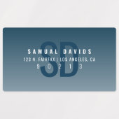 Étiquettes Waterproof Modern Bold Blue Ombre Adresse (Design 1)